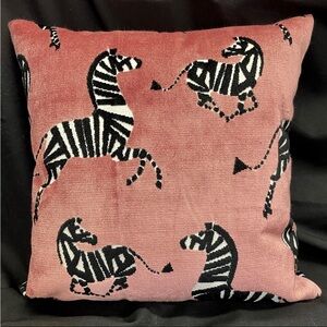 Zebra Safari Print Accent Pillow Cover in Pink and Black